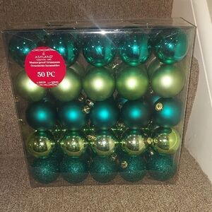 Ashland Green and Blue Shatterproof Ornaments - 50 PC